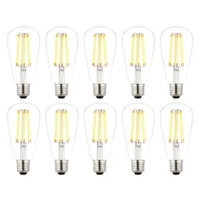 10 X E27 LED 6w Filament Clear Pear Shaped Dimmable Light Bulb