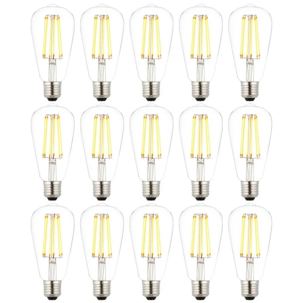 15 X E27 LED 6w Filament Clear Pear Shaped Dimmable Light Bulb