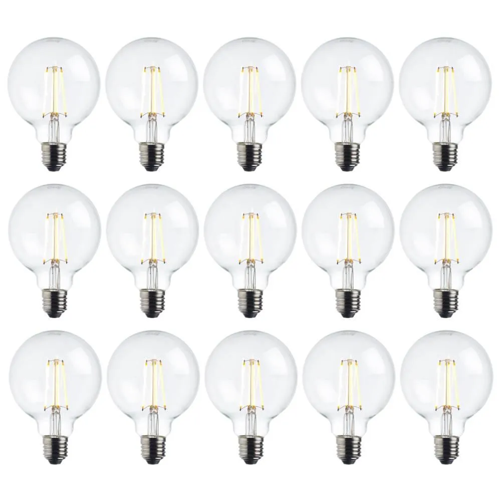 15 x E27 Warm White LED Filament Globe Light Bulb Dimmable 7W