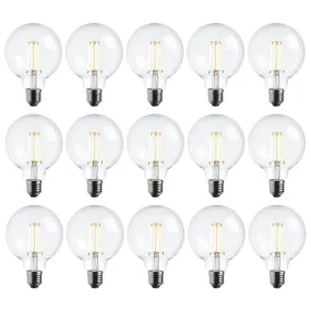 15 x E27 Warm White LED Filament Globe Light Bulb Dimmable 7W