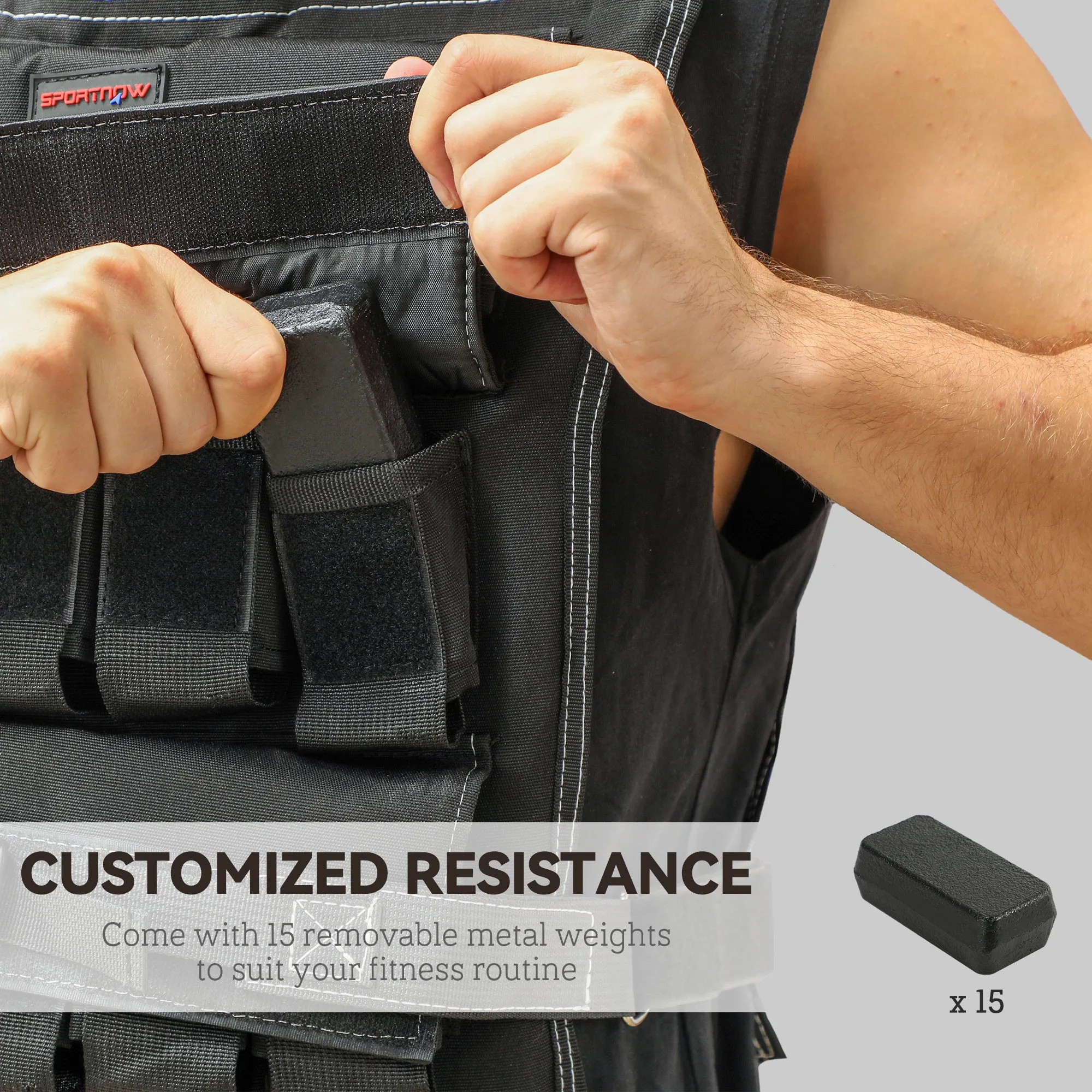 30KG Adjustable Weighted Vest with 30 Metal Weights, Running Weight Vest