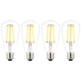 4 X E27 LED 6w Filament Clear Pear Shaped Dimmable Light Bulb