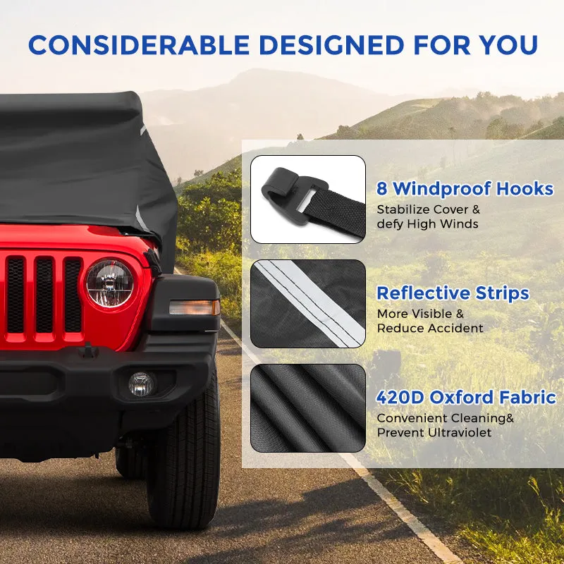 420D Oxford Cab Cover for Jeep Wrangler JK & JL 4 Door Accommodate Light Bar