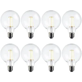 8 x E27 Warm White LED Filament Globe Light Bulb Dimmable 7W