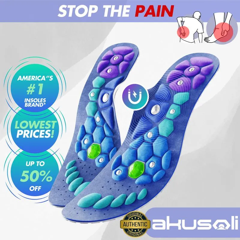 Akusoli | Shock Absorbing Insoles for All Day | Comfort Arch Support | Premium Materials | Fits for All Shoes