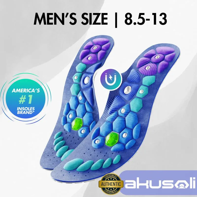 Akusoli | Shock Absorbing Insoles for All Day | Comfort Arch Support | Premium Materials | Fits for All Shoes