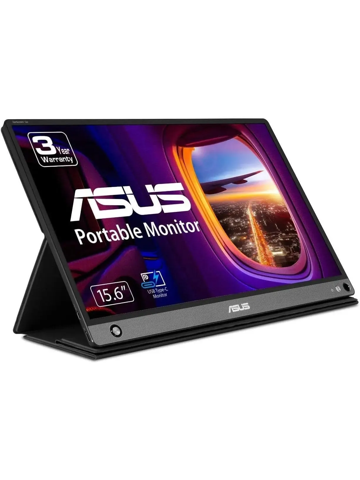 ASUS ZenScreen 15.6” 1080P Portable USB Monitor (MB166C) - Full HD, IPS, USB Type-C, USB-Powered, Eye Care, Tripod Mountable, Anti-Glare Surface, Protective Sleeve