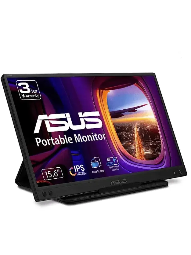 ASUS ZenScreen 15.6” 1080P Portable USB Monitor (MB166C) - Full HD, IPS, USB Type-C, USB-Powered, Eye Care, Tripod Mountable, Anti-Glare Surface, Protective Sleeve