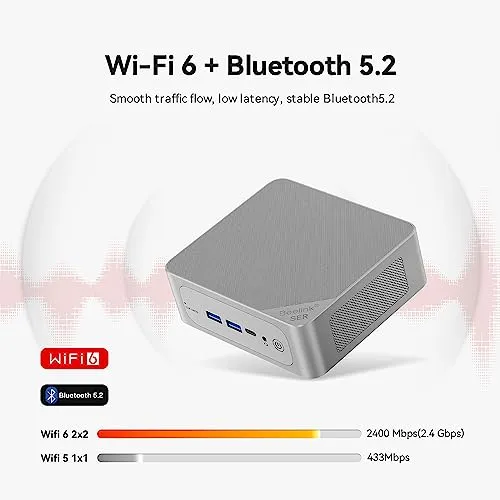 Beelink SER5 MAX Mini PC, AMD Ryzen 7 5800H(up to 4.4GHz) 8C/16T, Mini Computer 16GB DDR4 RAM 500GB NVMe SSD, Micro PC 4K@60Hz Triple Screen Display HDMI&DP&USB-C WiFi6/BT5.2/WOL/54W/HTPC/W-11 Pro