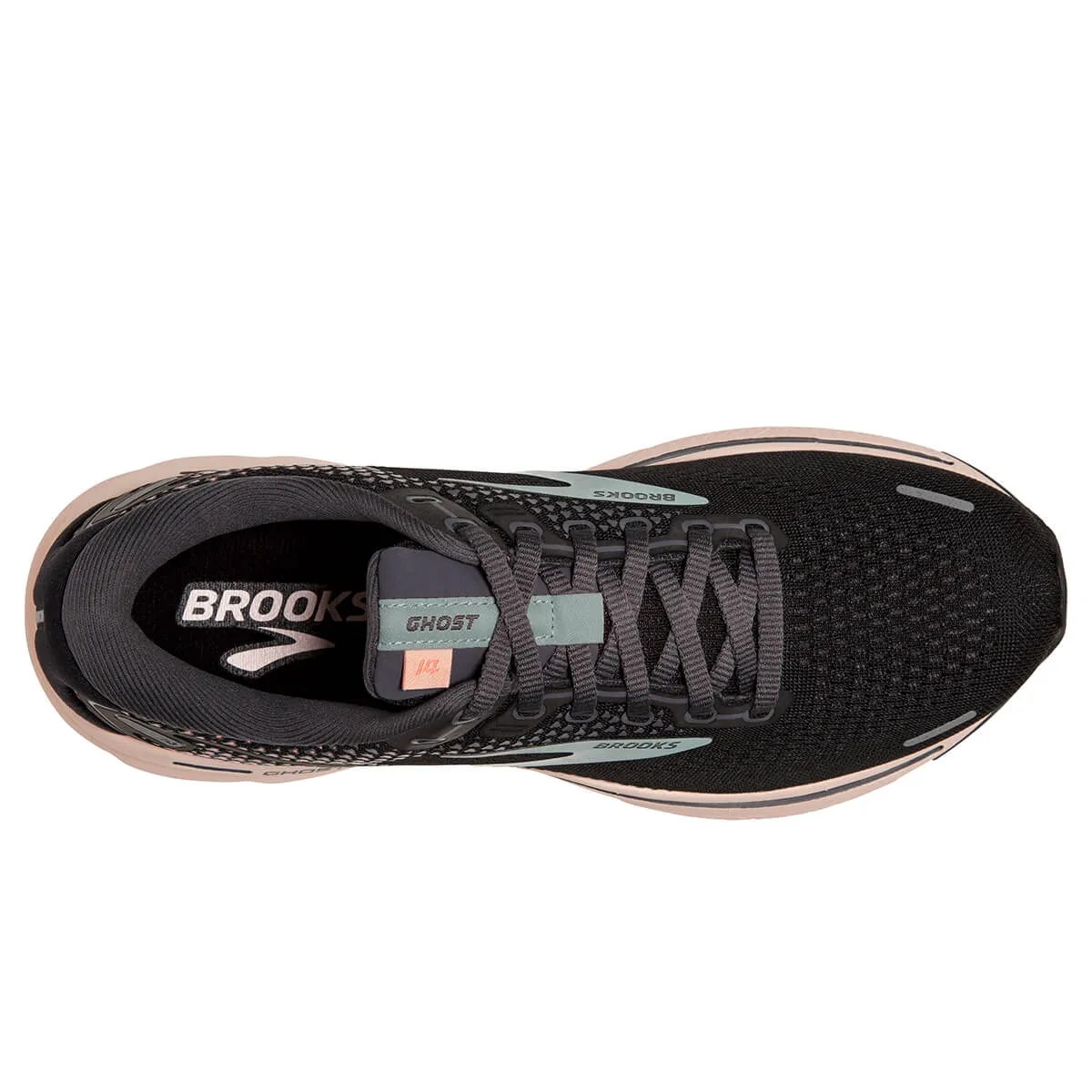 Brooks Ghost 14 Womens | Black/pearl/peach