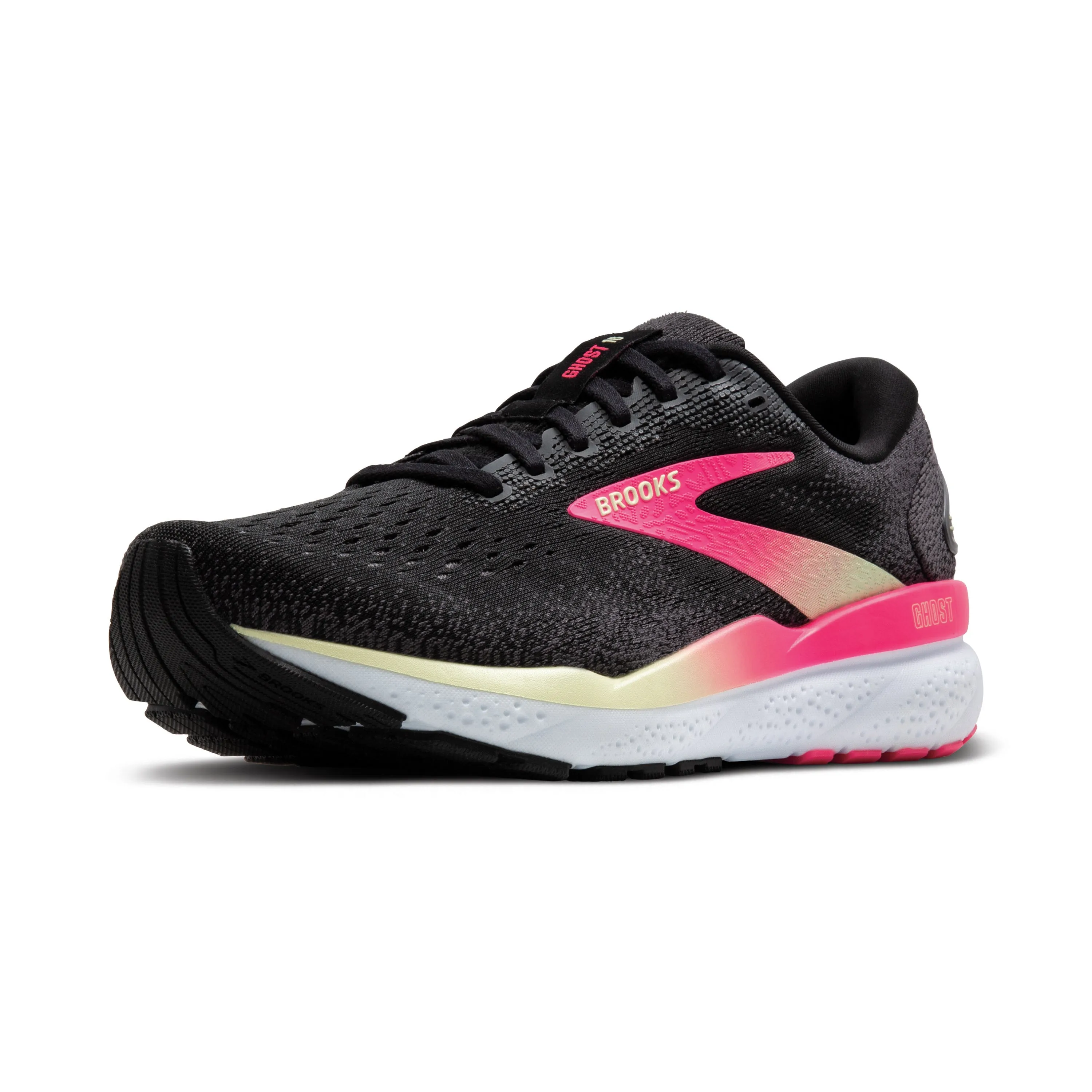 Brooks Ghost 16 Wide Women's - Black/Pink/Yellow