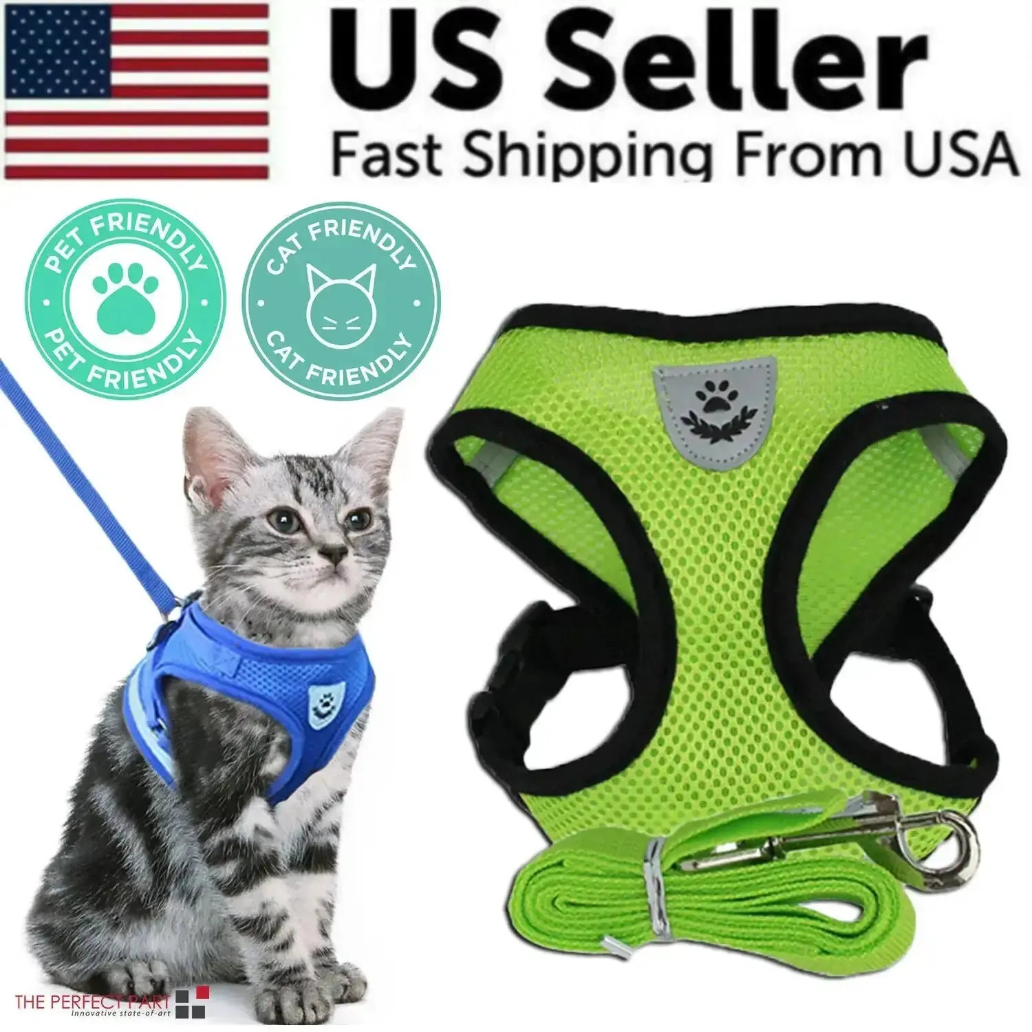 Cat Dog Pet Harness Adjustable Control Vest Dogs Reflective S M L XL Leash