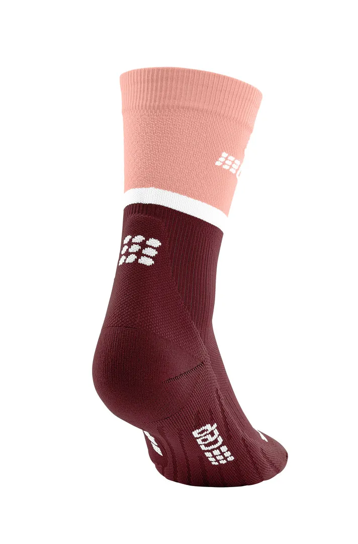 CEP Women's The Run Socks Mid-Cut V4 - Rose/Dark Red ( WP2C1R )