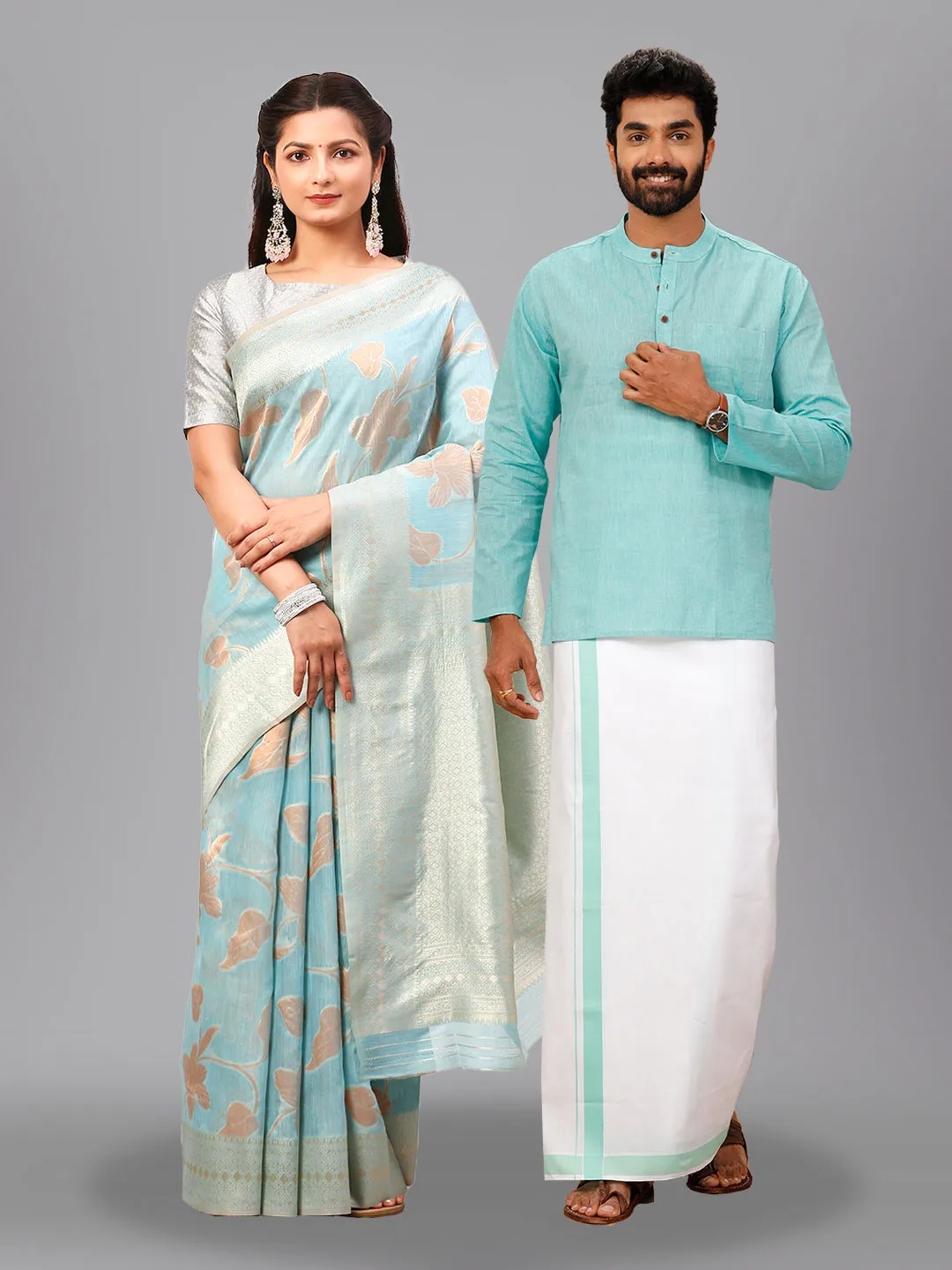 Couple Combo Kurta & Saree Blue SL147