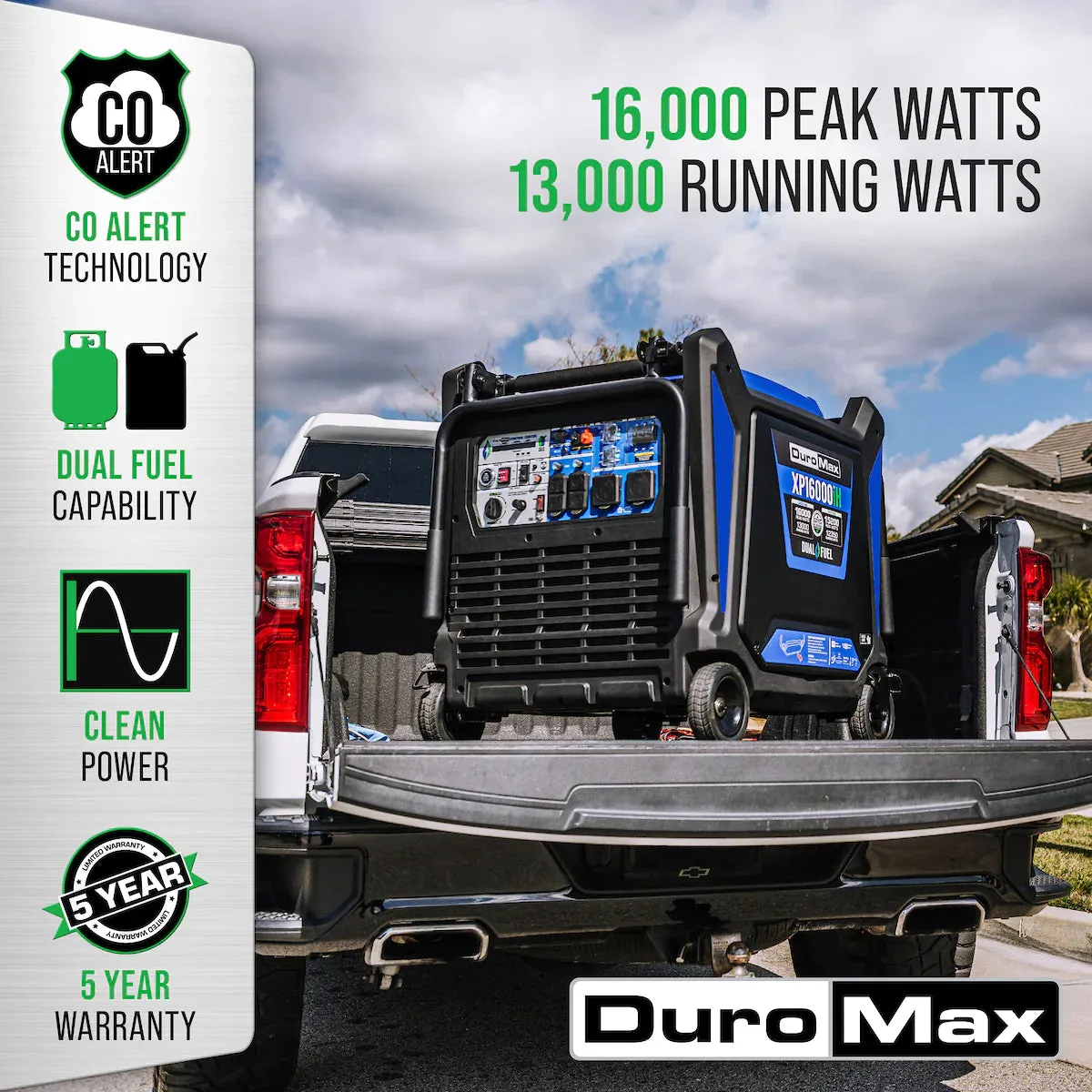 DuroMax XP16000iH Dual Fuel Portable Inverter Generator w/ CO Alert | 16,000 Watts