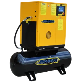 EMAX Industrial Plus 7.5HP 208/230V - 1-Phase Rotary Screw Air Compressor - Mounted on 120 gal. Tank (no dryer)