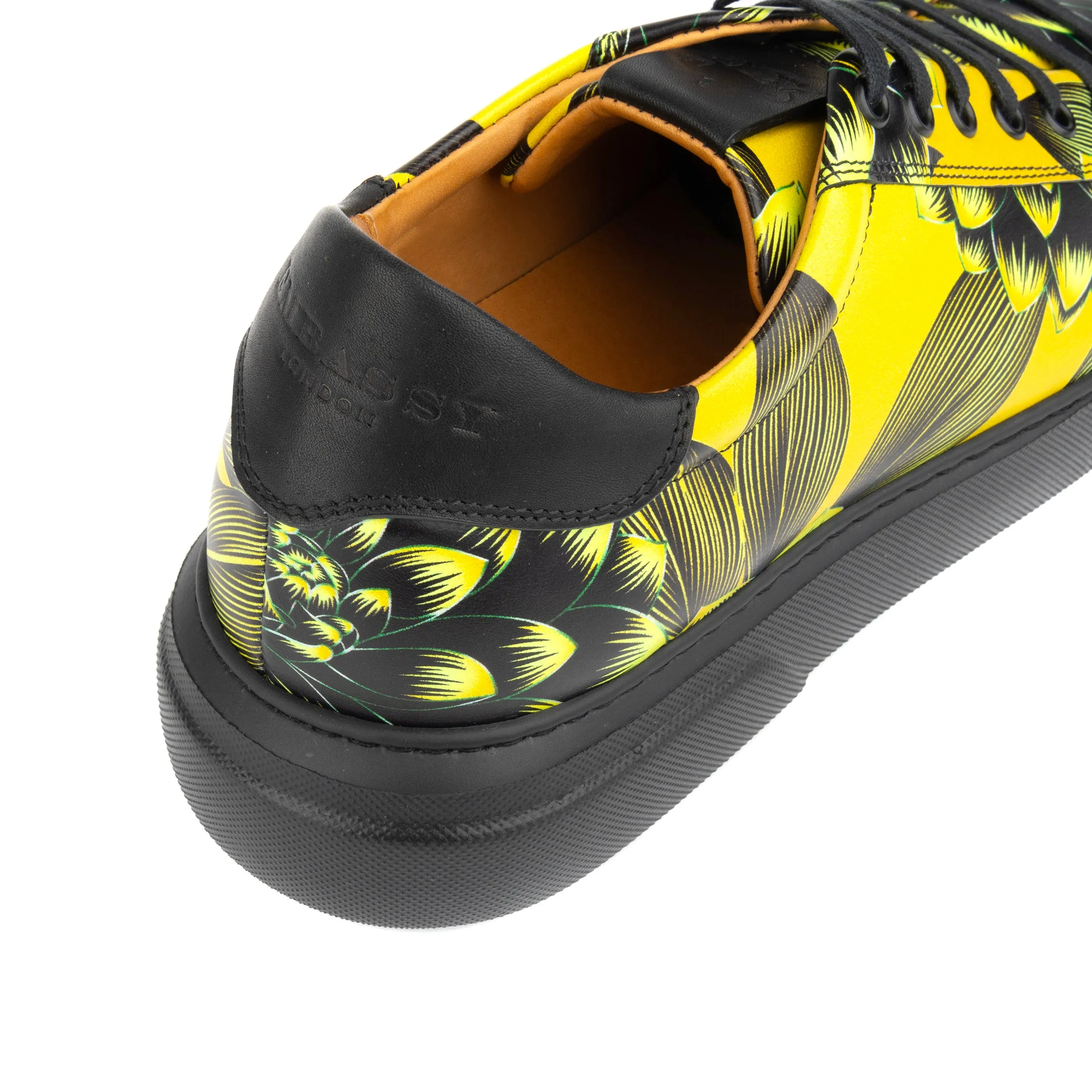 Exstatic Low - Yellow - Men's leather low top trainer in yellow flower print