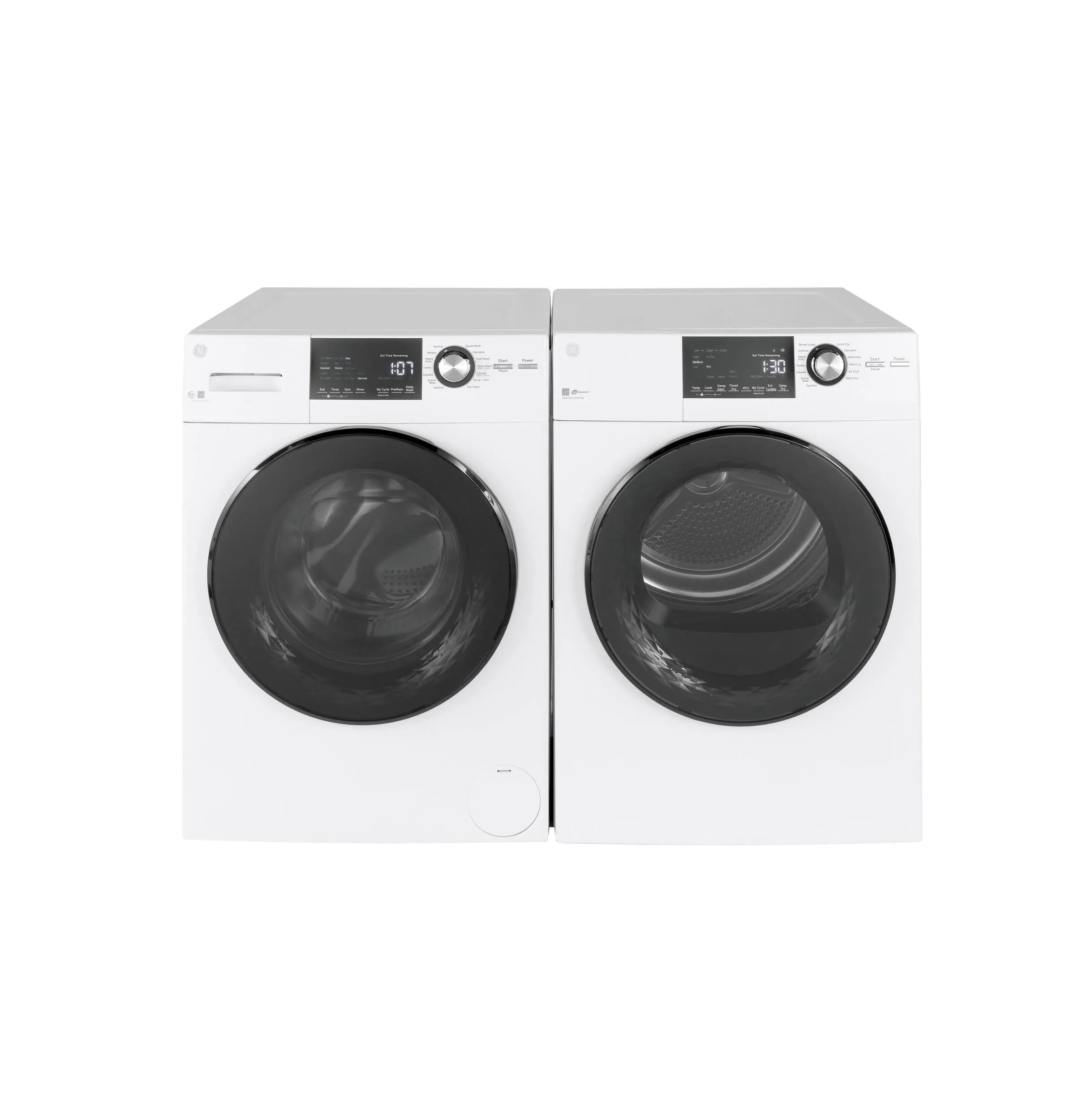 GFD14ESSNWW GE® ENERGY STAR® 24" 4.3 Cu.Ft. Front Load Vented Electric Dryer with Stainless Steel Basket