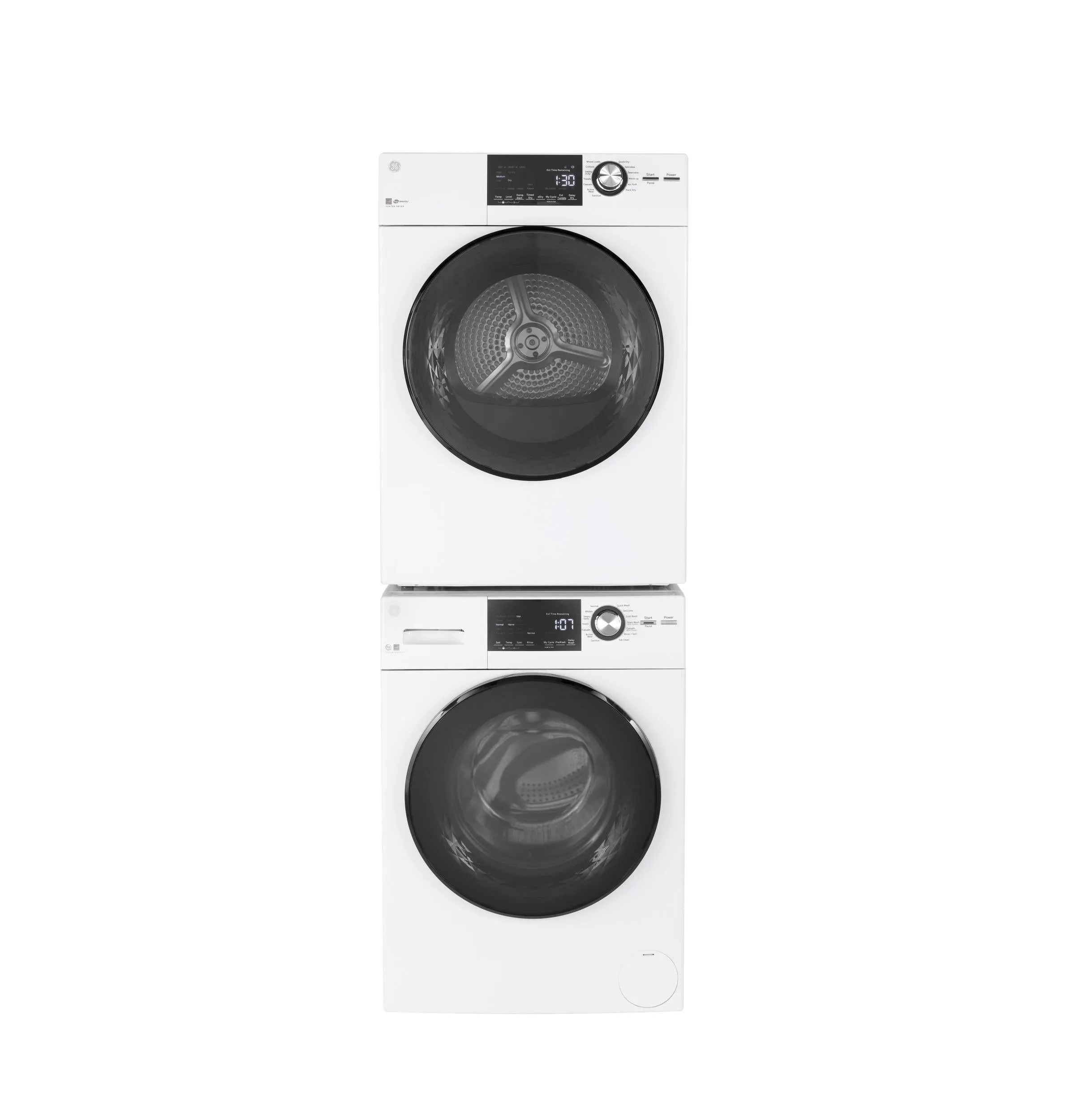 GFD14ESSNWW GE® ENERGY STAR® 24" 4.3 Cu.Ft. Front Load Vented Electric Dryer with Stainless Steel Basket