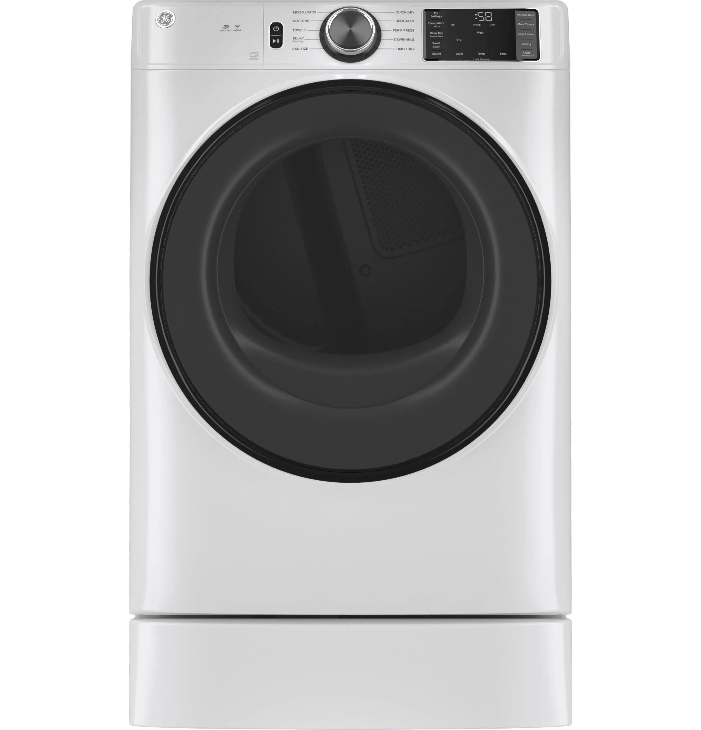 GFD55ESSNWW GE® ENERGY STAR® 7.8 cu. ft. Capacity Smart Front Load Electric Dryer with Sanitize Cycle