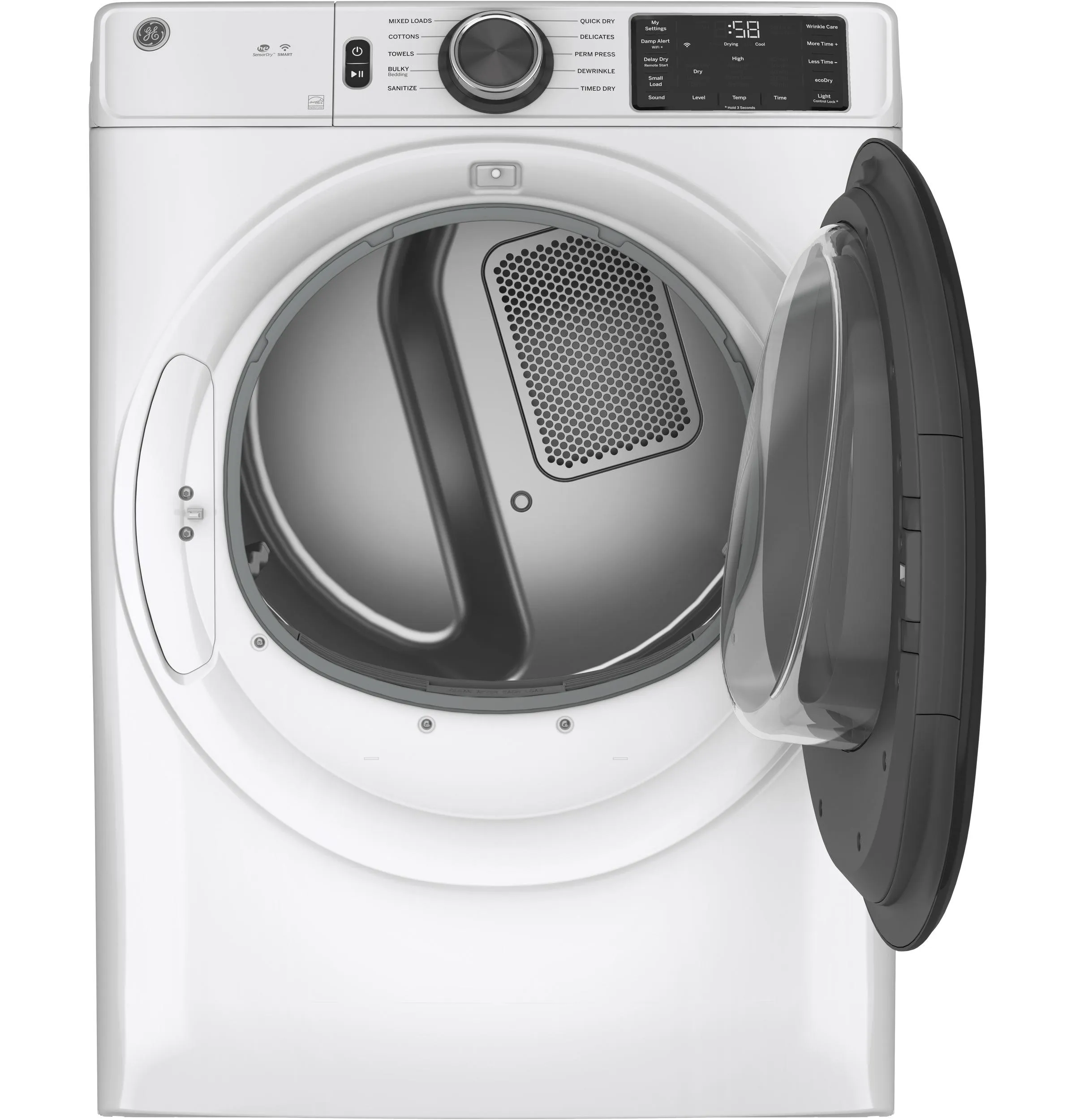 GFD55ESSNWW GE® ENERGY STAR® 7.8 cu. ft. Capacity Smart Front Load Electric Dryer with Sanitize Cycle