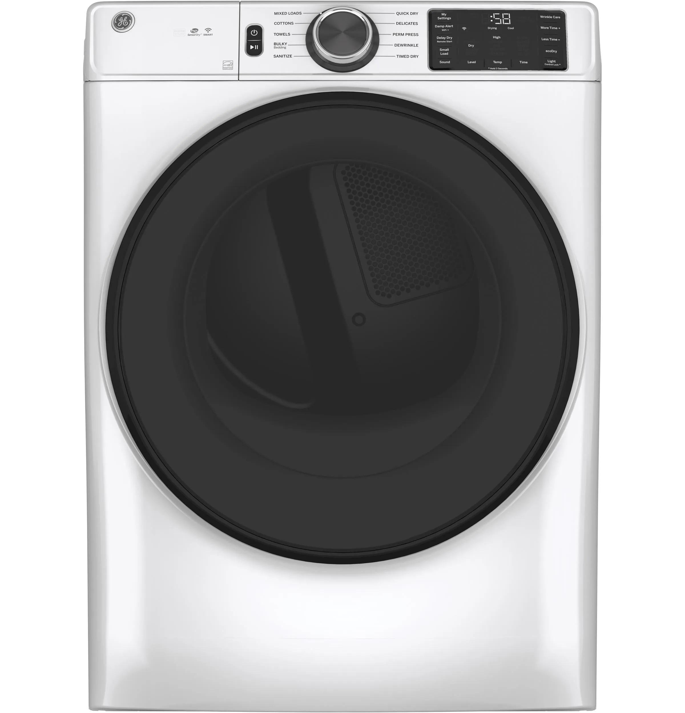 GFD55ESSNWW GE® ENERGY STAR® 7.8 cu. ft. Capacity Smart Front Load Electric Dryer with Sanitize Cycle