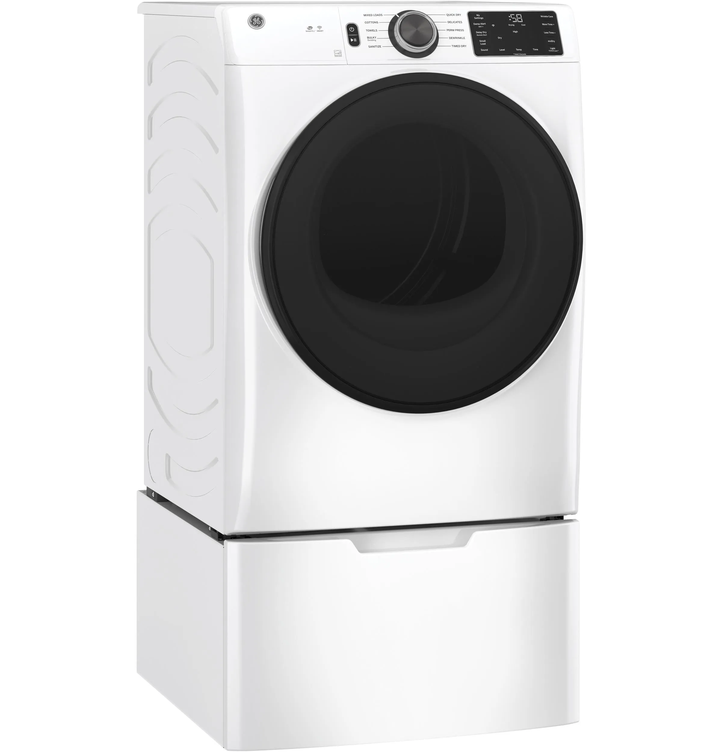 GFD55ESSNWW GE® ENERGY STAR® 7.8 cu. ft. Capacity Smart Front Load Electric Dryer with Sanitize Cycle