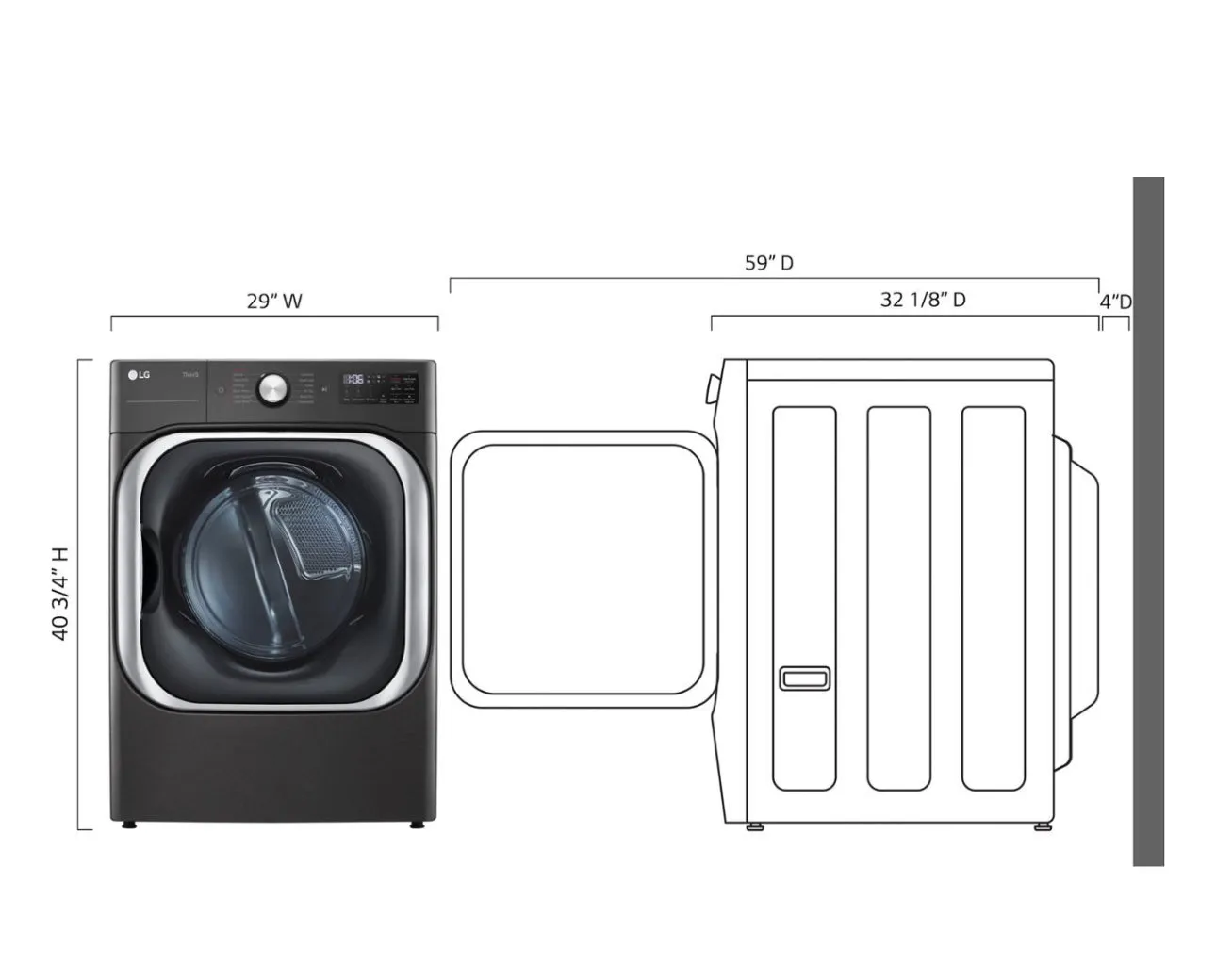 LG - 9.0 Cu. Ft. Stackable Smart Electric Dryer with Steam and Built-In Intelligence - Black Steel
Model:DLEX8900B