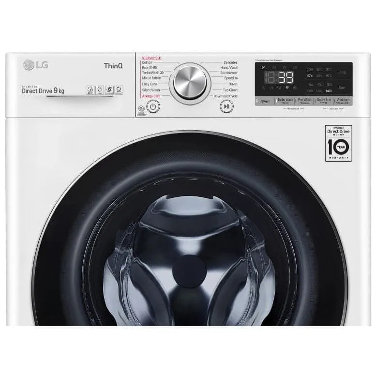 LG V9 F4V909WTSE Wifi Connected 9Kg Washing Machine with 1400 rpm - White