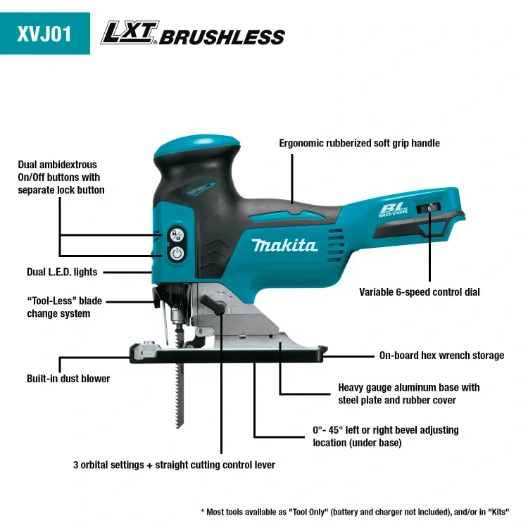 Makita XVJ01Z 18V LXT® Lithium-Ion Brushless Cordless Barrel Grip Jig Saw (Tool Only)