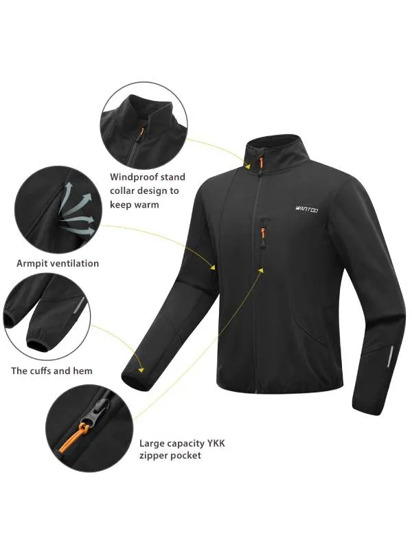 Men's Windproof Running Soft Fleece Jacket Waterproof Breathable