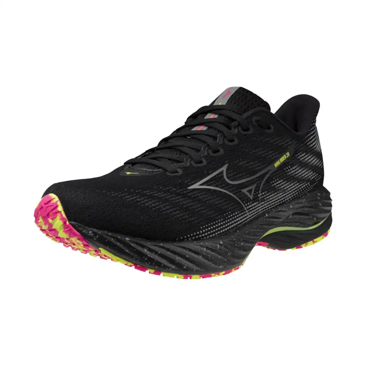 Mizuno Wave Rider 28 Unisex | Black/silver/sunny Lime