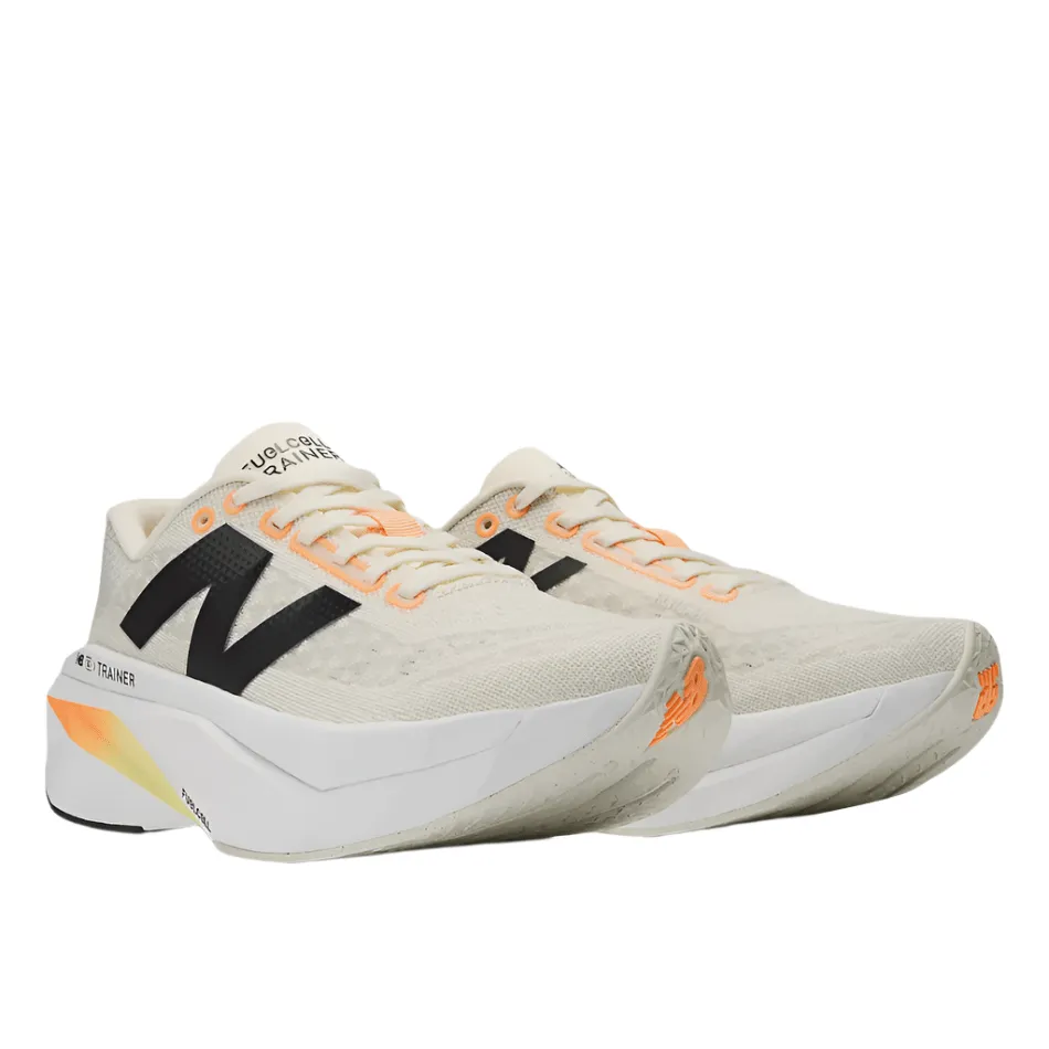 New Balance Men's FuelCell SuperComp Trainer V3 Running Shoes in Angora with Hot Mango and Black SS25