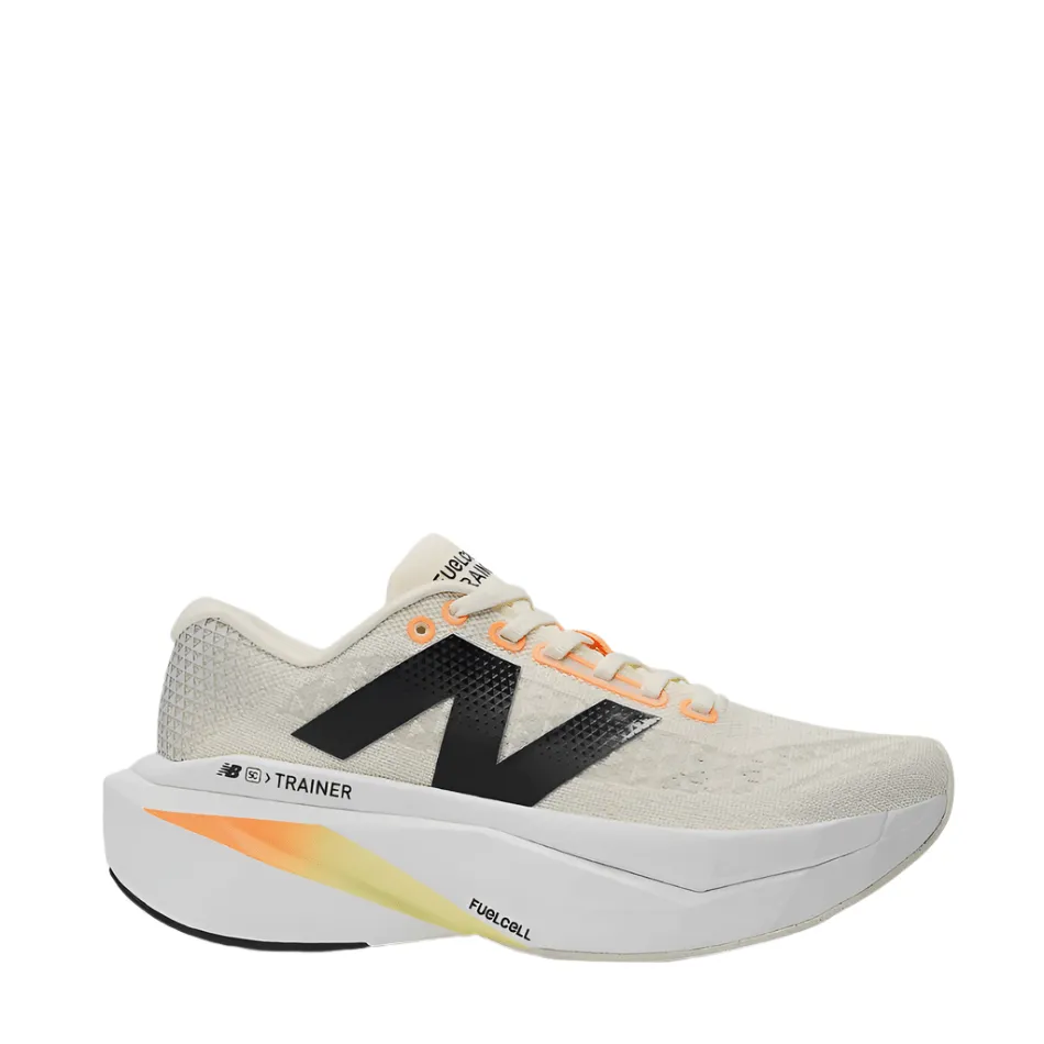 New Balance Men's FuelCell SuperComp Trainer V3 Running Shoes in Angora with Hot Mango and Black SS25