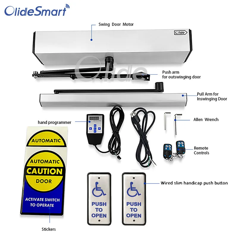 Residential Automatic Handicap Door Opener, Commercial Electric Swing Door Operator with M515 Wired Slim Handicap Push Switch