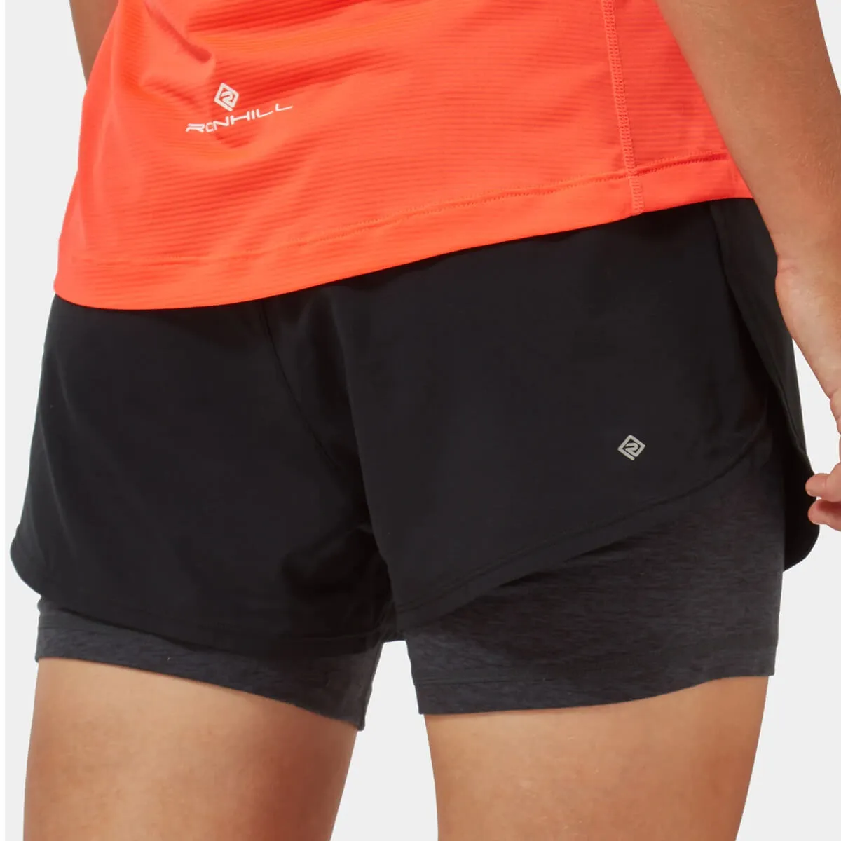 Ronhill Tech Twin Short Womens | Black/charcoal Marl