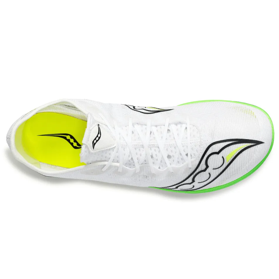 Saucony Men's Endorphin Cheetah Running Spikes in White/Slime