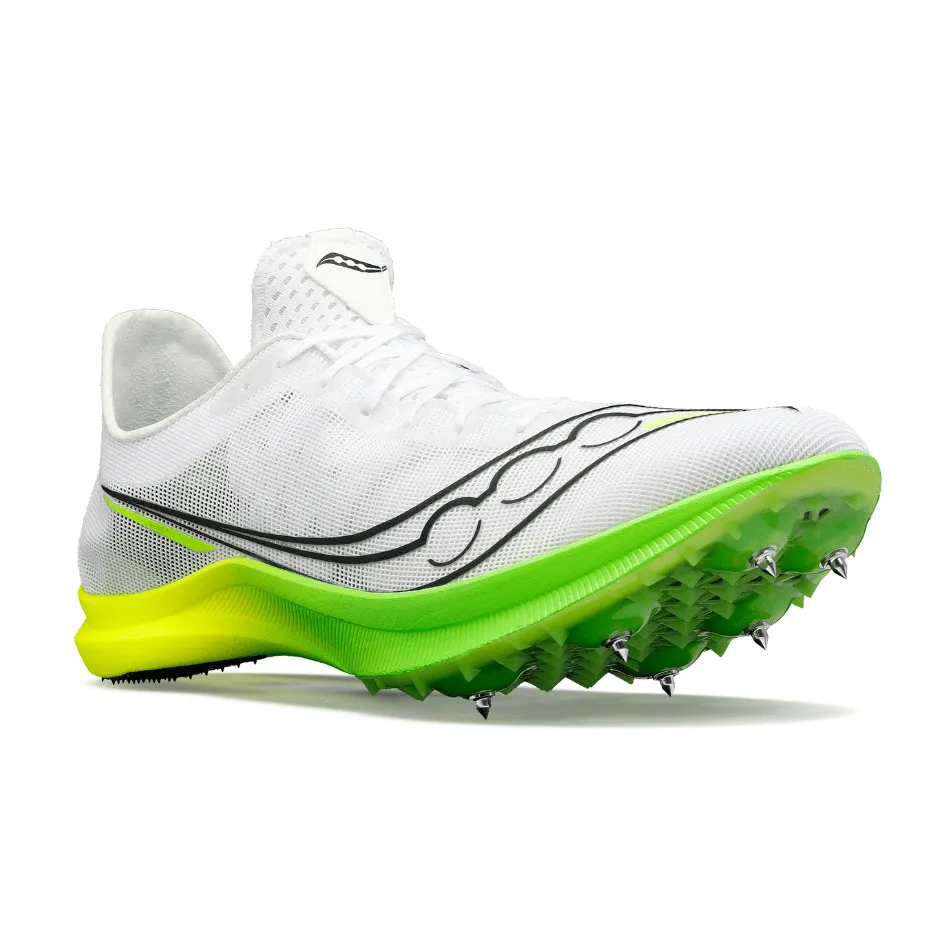 Saucony Men's Endorphin Cheetah Running Spikes in White/Slime