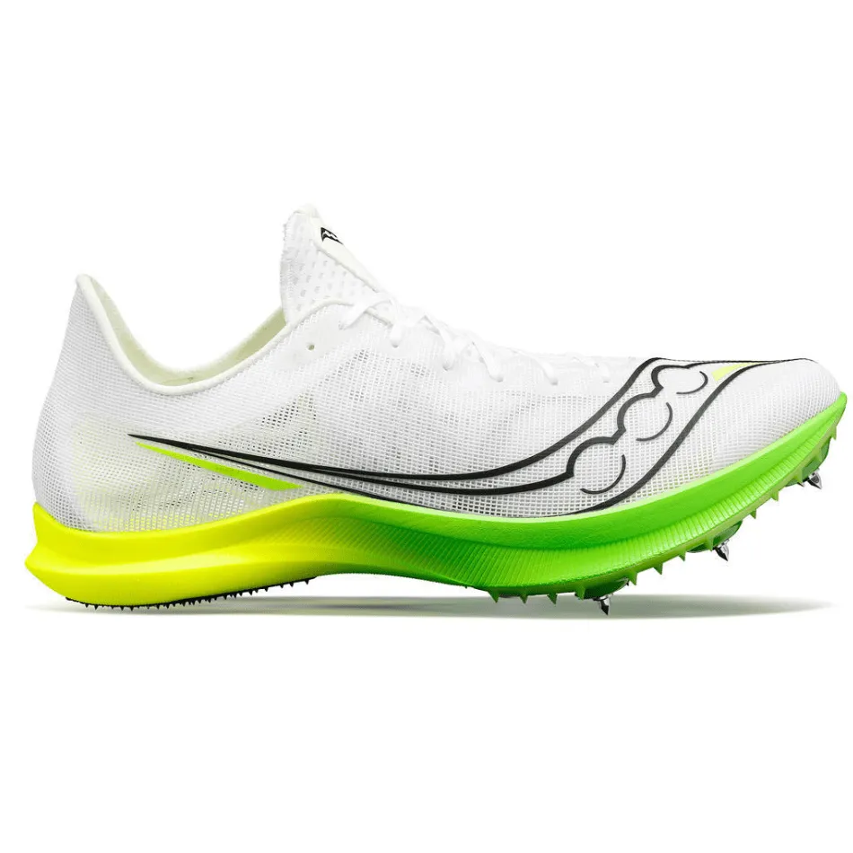 Saucony Men's Endorphin Cheetah Running Spikes in White/Slime