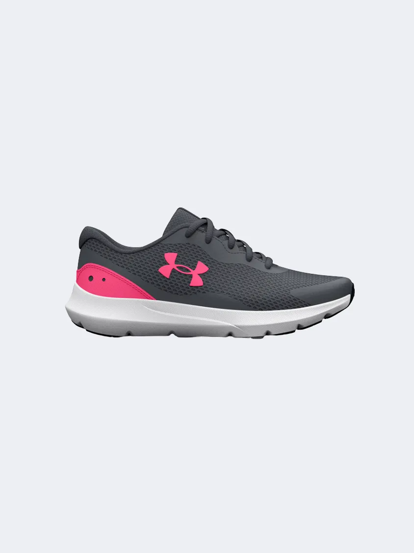 Under Armour Surge 3 Gs-Girls Running Shoes Pitch Grey/Cerise