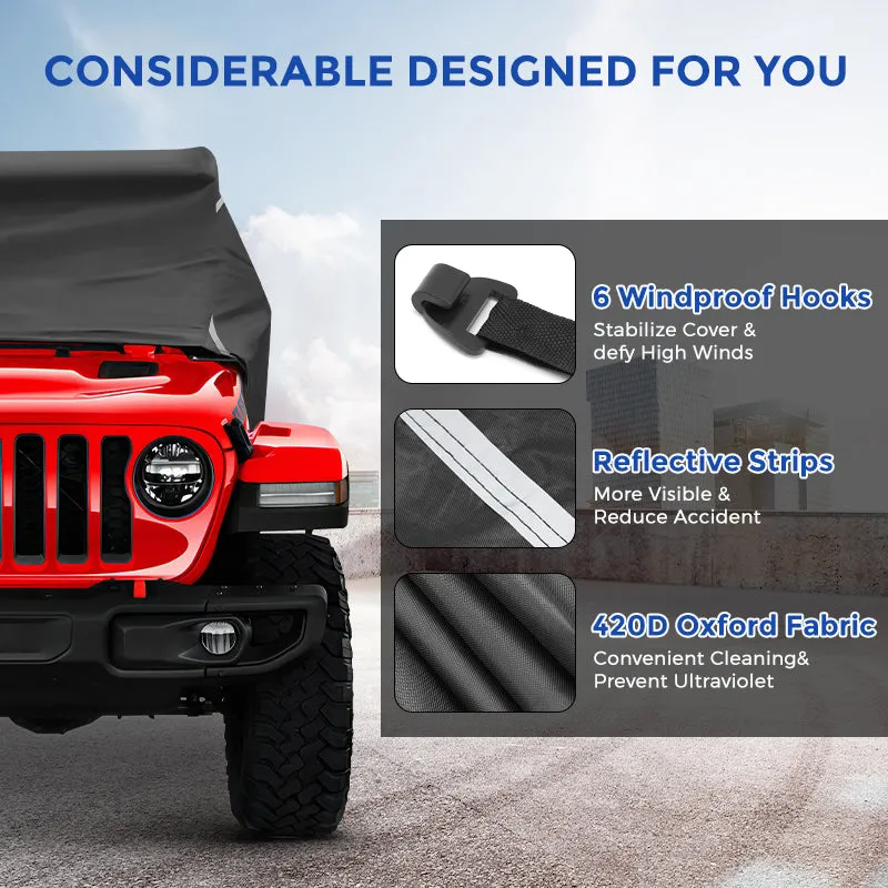 Weatherproof 420D Oxford Cab Cover for Jeep Gladiator JT Accommodate Light Bar