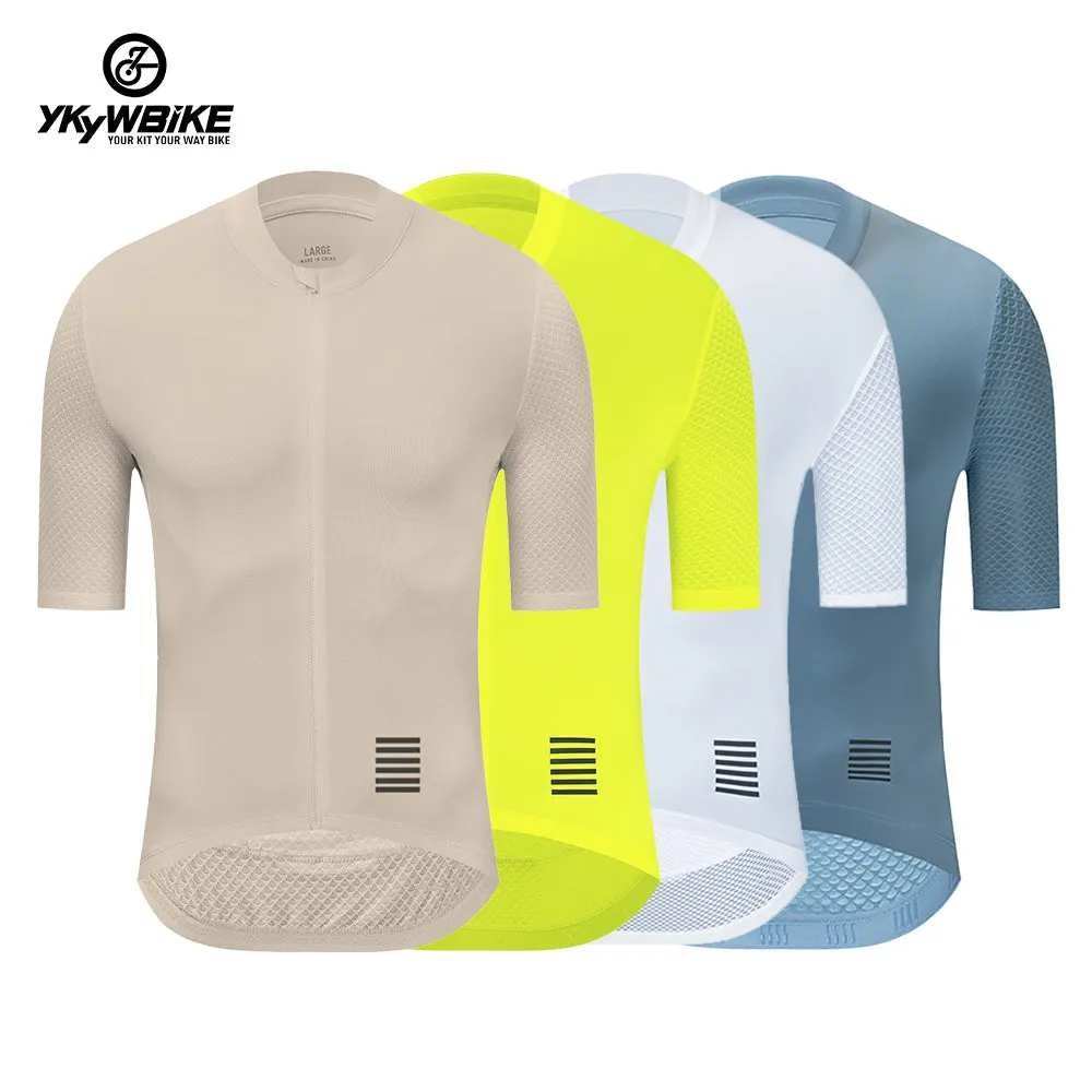 YKYW Men's Cycling Jersey Breathable Back Pocket Summer Reflective fog