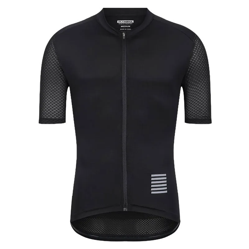 YKYW Men's Cycling Jersey Breathable Back Pocket Summer Reflective fog