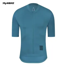 YKYW Men's Cycling Jersey Breathable Back Pocket Summer Reflective peacock blue